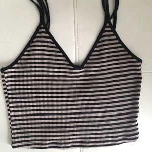 Black striped crop top